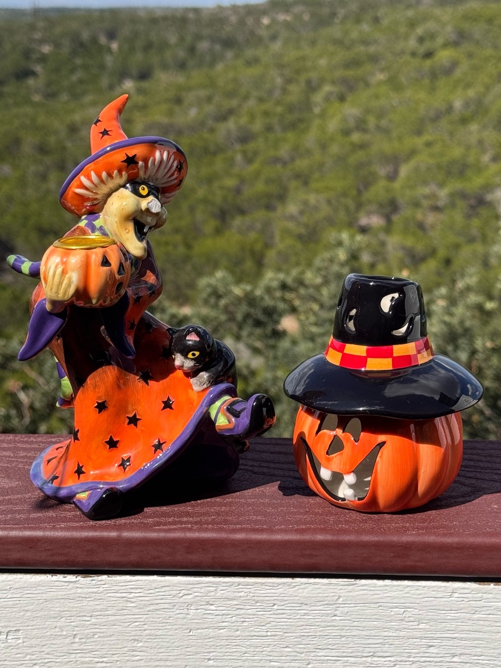 Fitz & Floyd Halloween Ceramic Figurine Candleholders